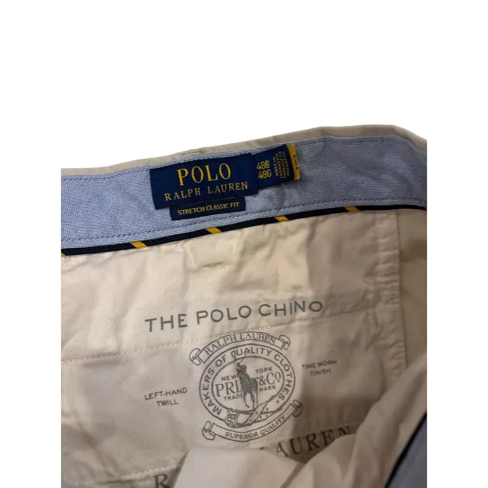 Polo Ralph Lauren Shorts Mens 48B Beige Chino Stretch Classic Fit Casual Preppy